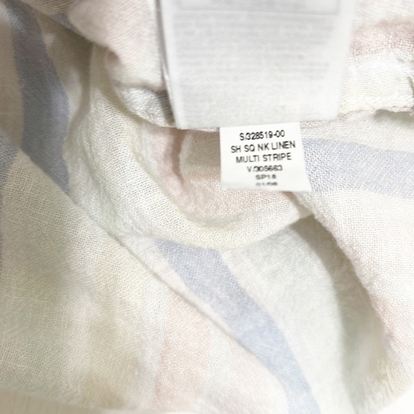 Gap Woman LINEN Multi Stripe Blouse Raglan Sleeve sTop Size L - Picture 10 of 14
